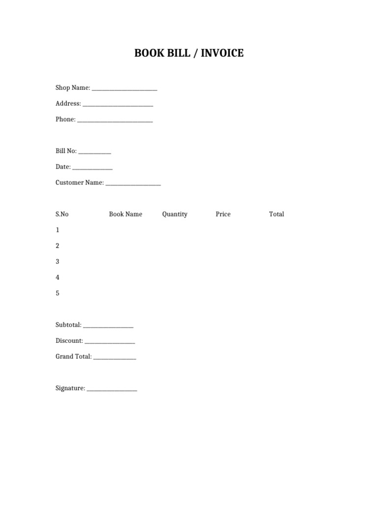 Book Bill | PDF