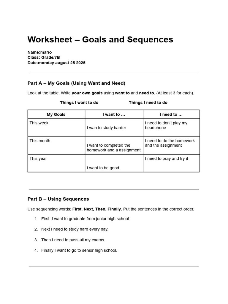 Worksheet - Exercise | PDF