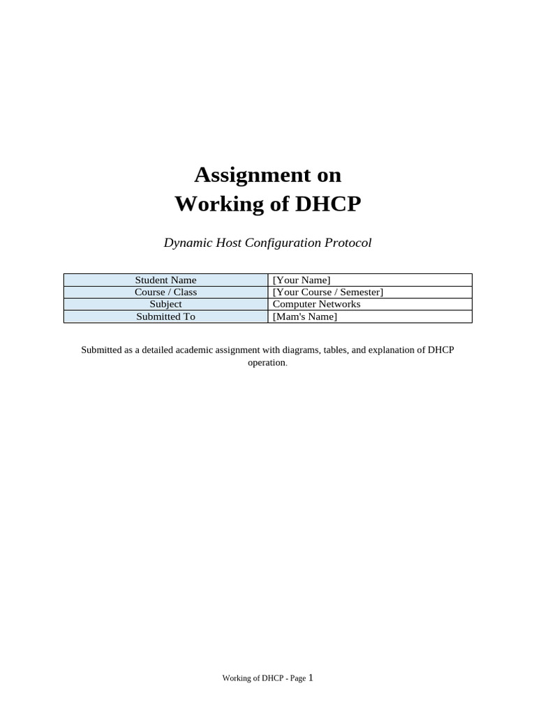 Working of DHCP Assignment | PDF | Ip Address | I Pv6