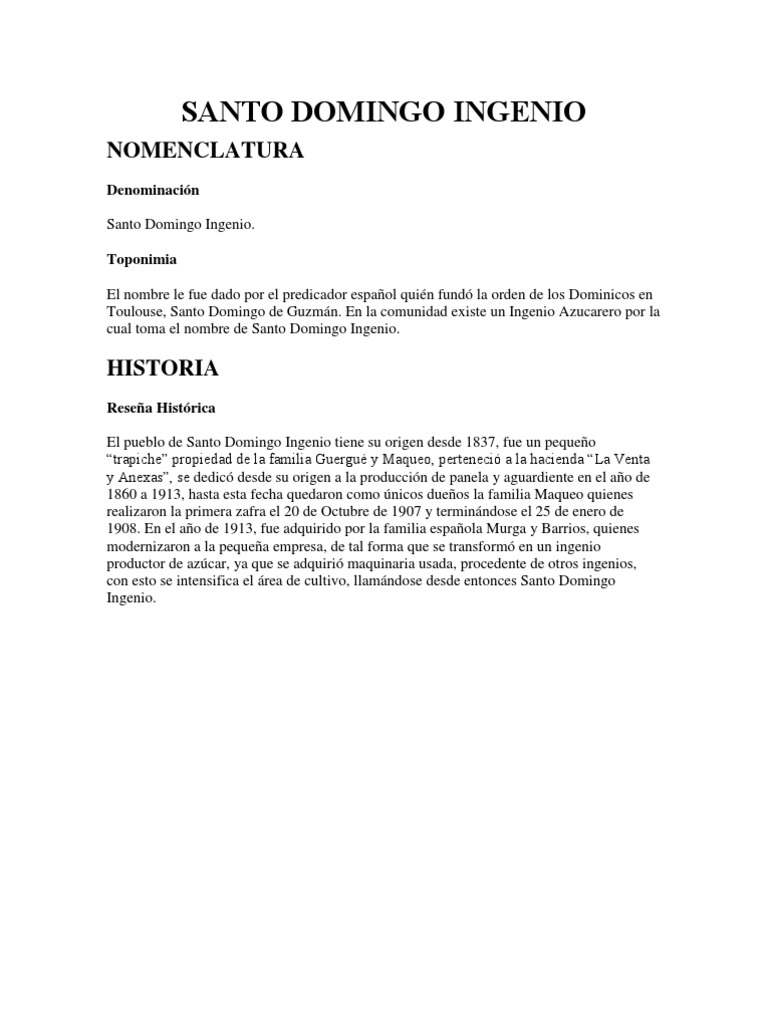 Santo Domingo Ingenio PDF República Dominicana Los bosques