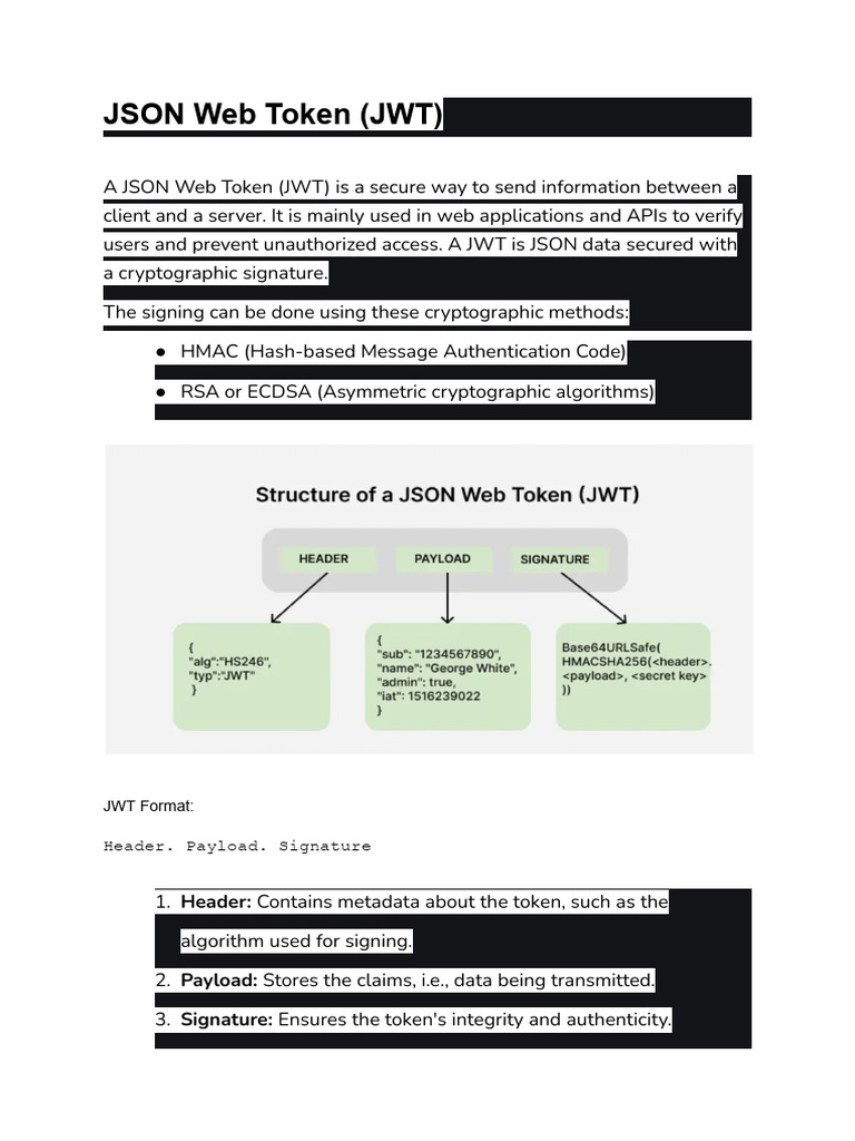 Json Web Token (JWT) | PDF | Secure Communication | Computing