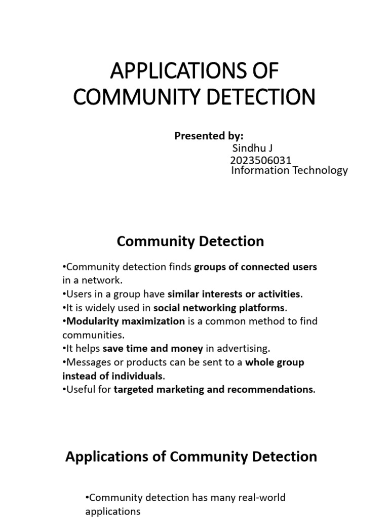 Applications of Community Detection | PDF
