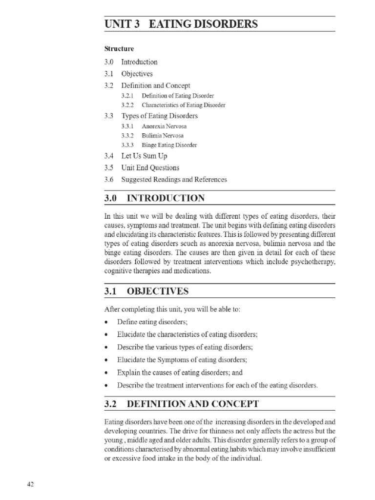 Unit 3 Eating Disorder | PDF