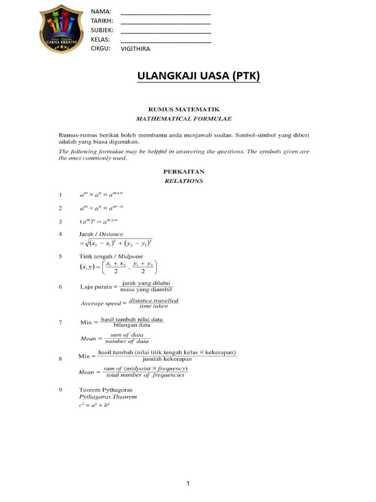 Maths f3 Revision Paper | PDF