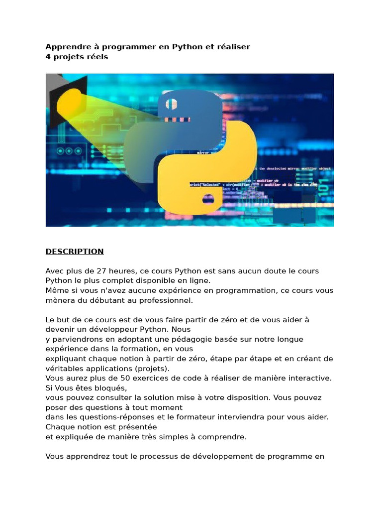 Apprendre À Programmer en Python Et Réaliser | PDF