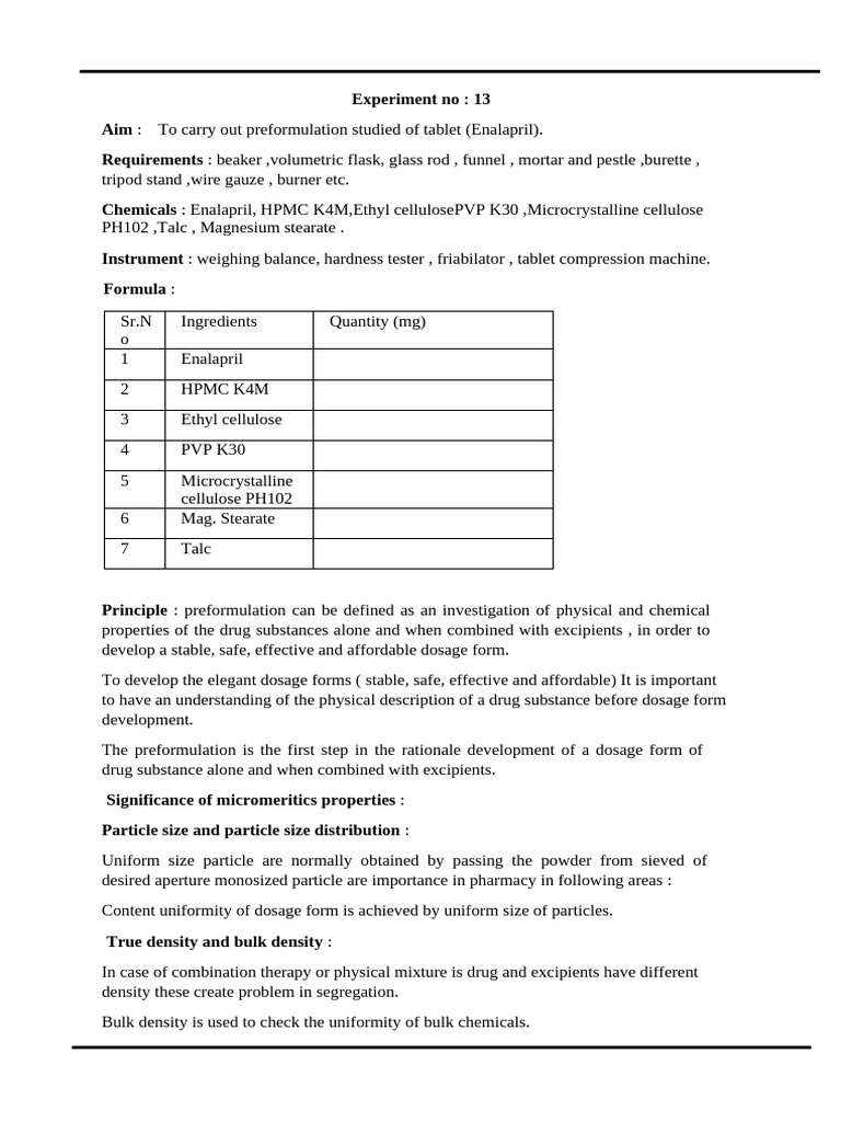 Experiment No: 13 Aim Requirements Chemicals Instrument Formula | PDF