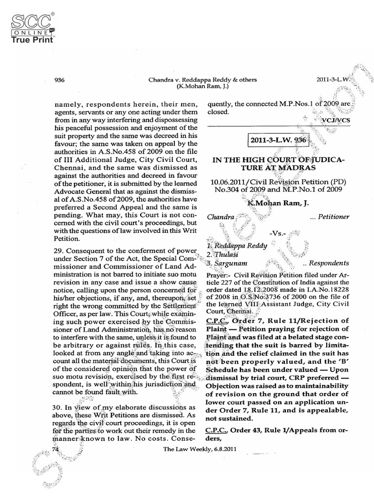 Chandra Vs Reddappa Reddy On 10 June, 2011 | PDF