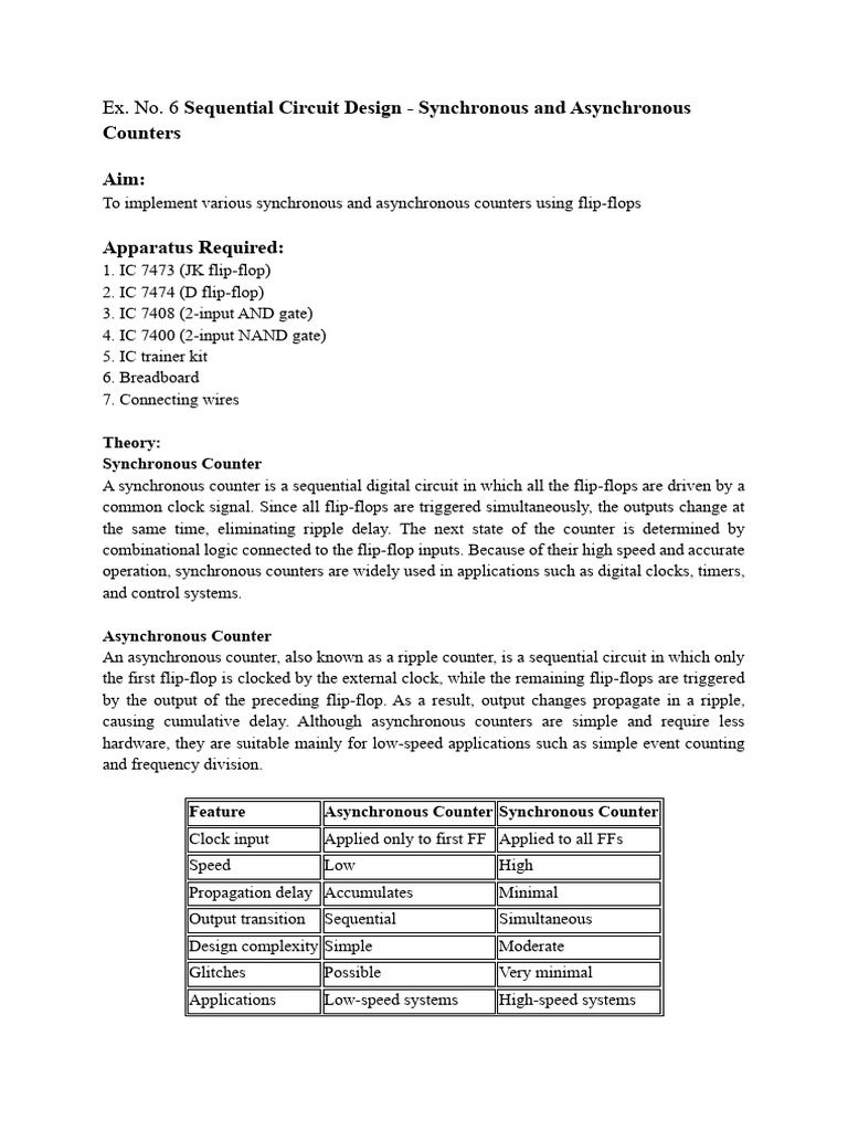 Lab 6 Synchronous and Asynchronous Counters New | PDF | Computer ...