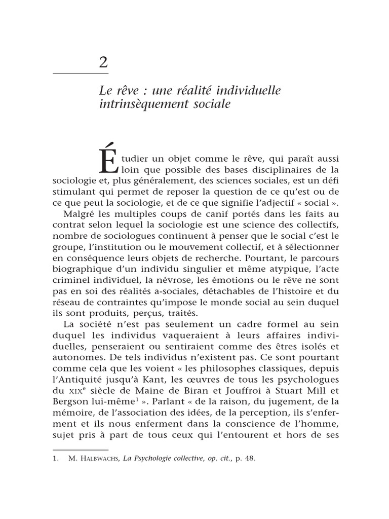 2 Le Reve Une Realite Individuelle Intrinsequement Sociale | PDF | Rêve ...