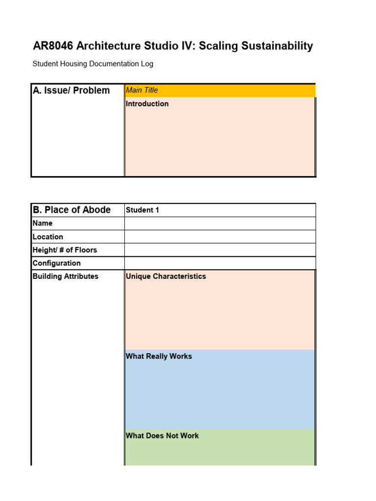 Student Housing Documentation Log - 1 | PDF