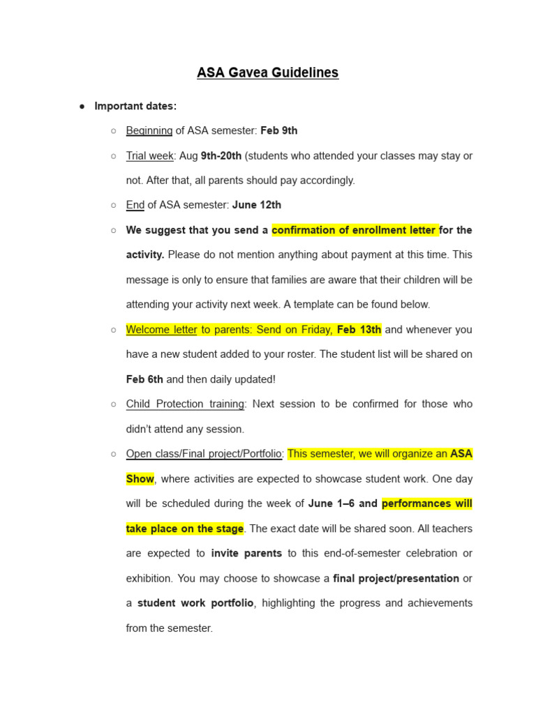 ASA Gavea Guidelines | PDF
