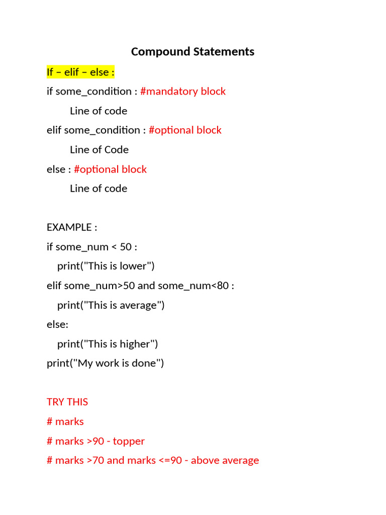 Compound Statements | PDF