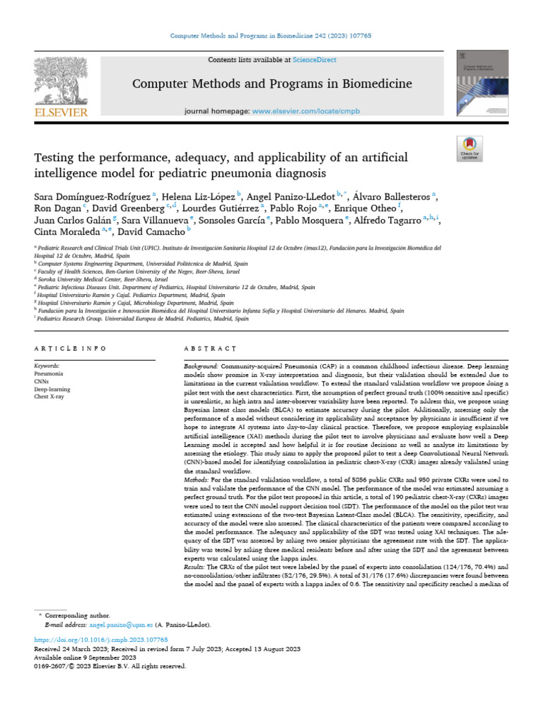 1 s2.0 S0169260723004315 Main | PDF | Sensitivity And Specificity ...