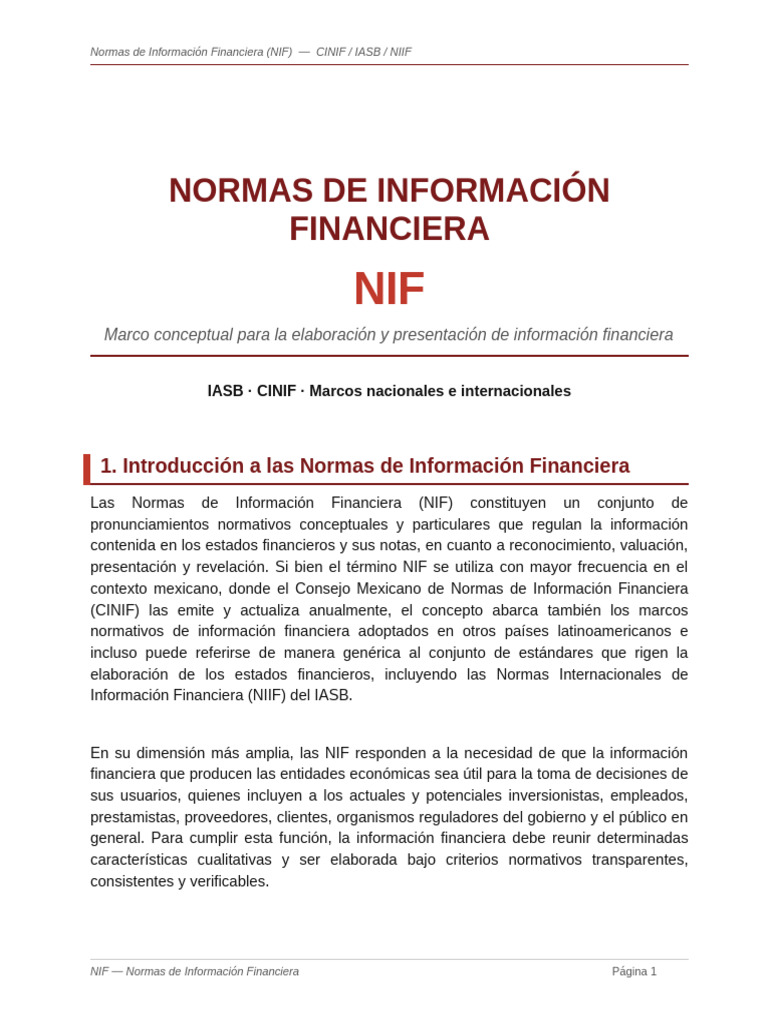 NIF Normas de Informacion Financiera | PDF | normas internacionales de ...
