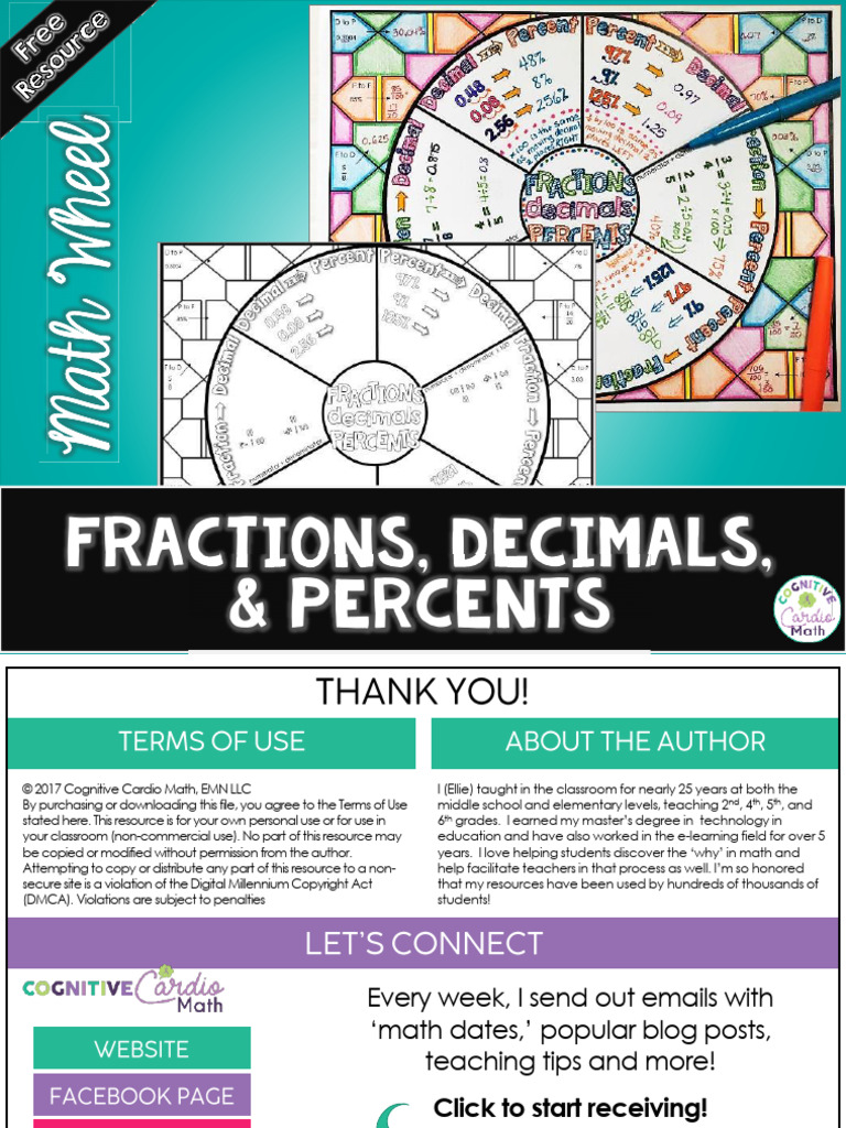Fractions, Decimals, Percents Wheel | PDF | Percentage | Numbers