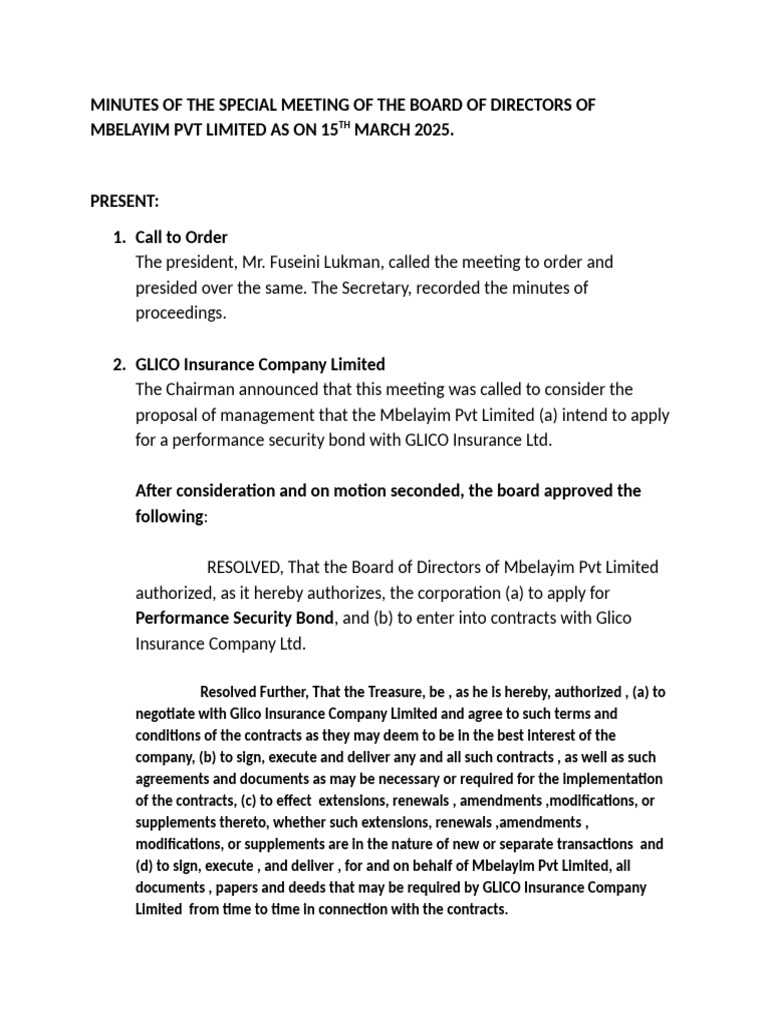Board Resolution 2026 | PDF
