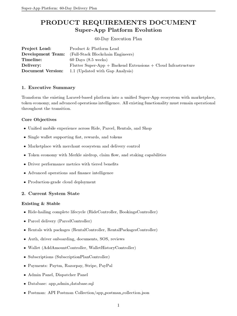 Product Requirements Document: Super-App Platform Evolution | PDF