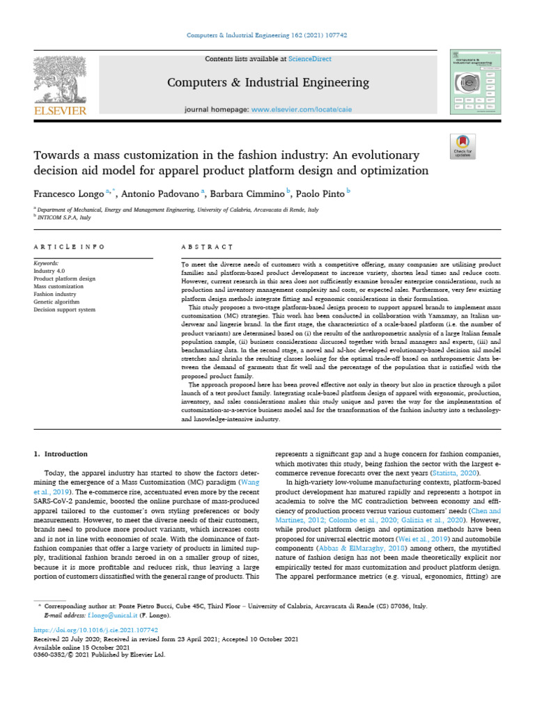 16-Towards A Mass Customization in The Fashion Industry | PDF ...