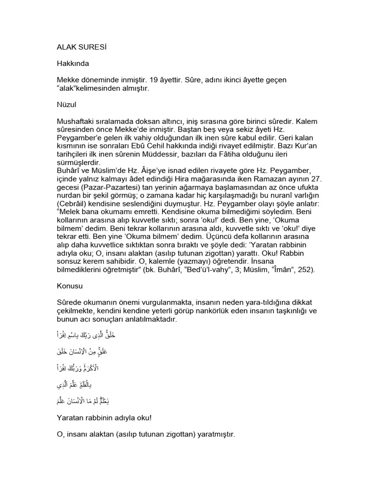 Alak Suresi̇ | PDF