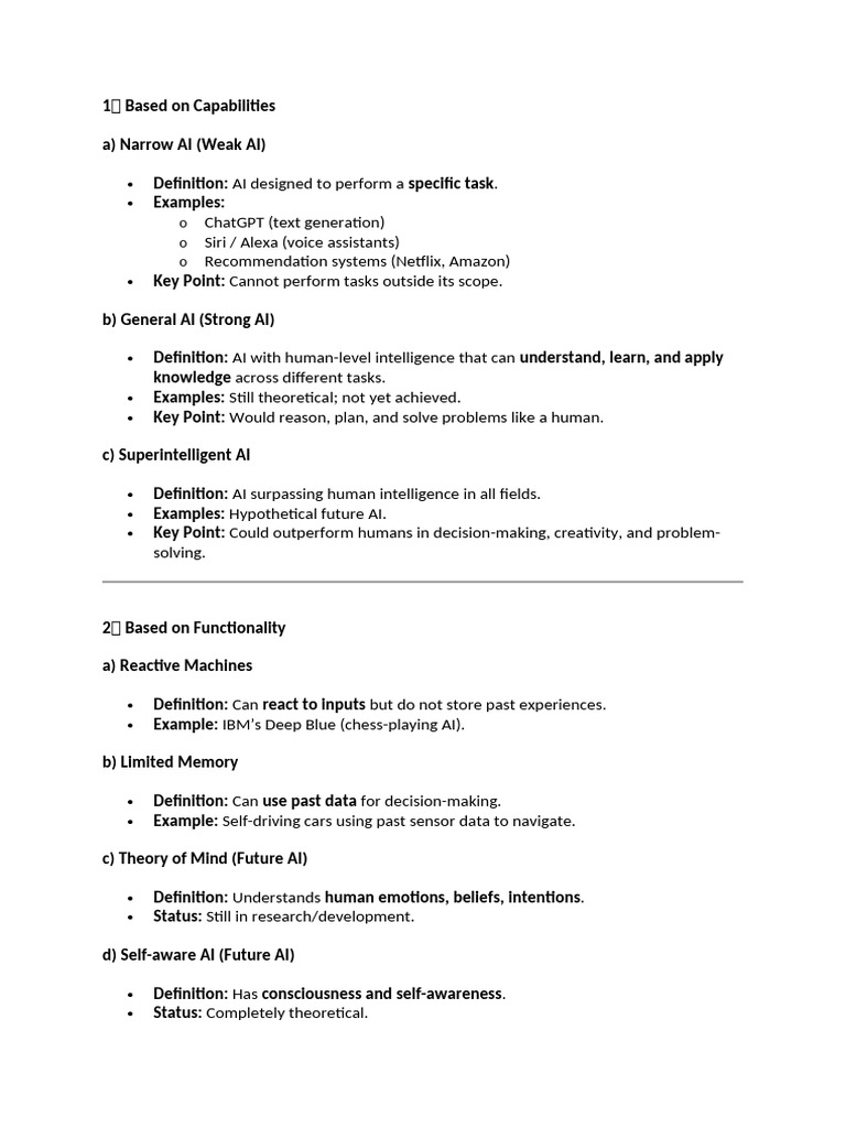 Types of AI | PDF | Artificial Intelligence | Intelligence (AI) & Semantics