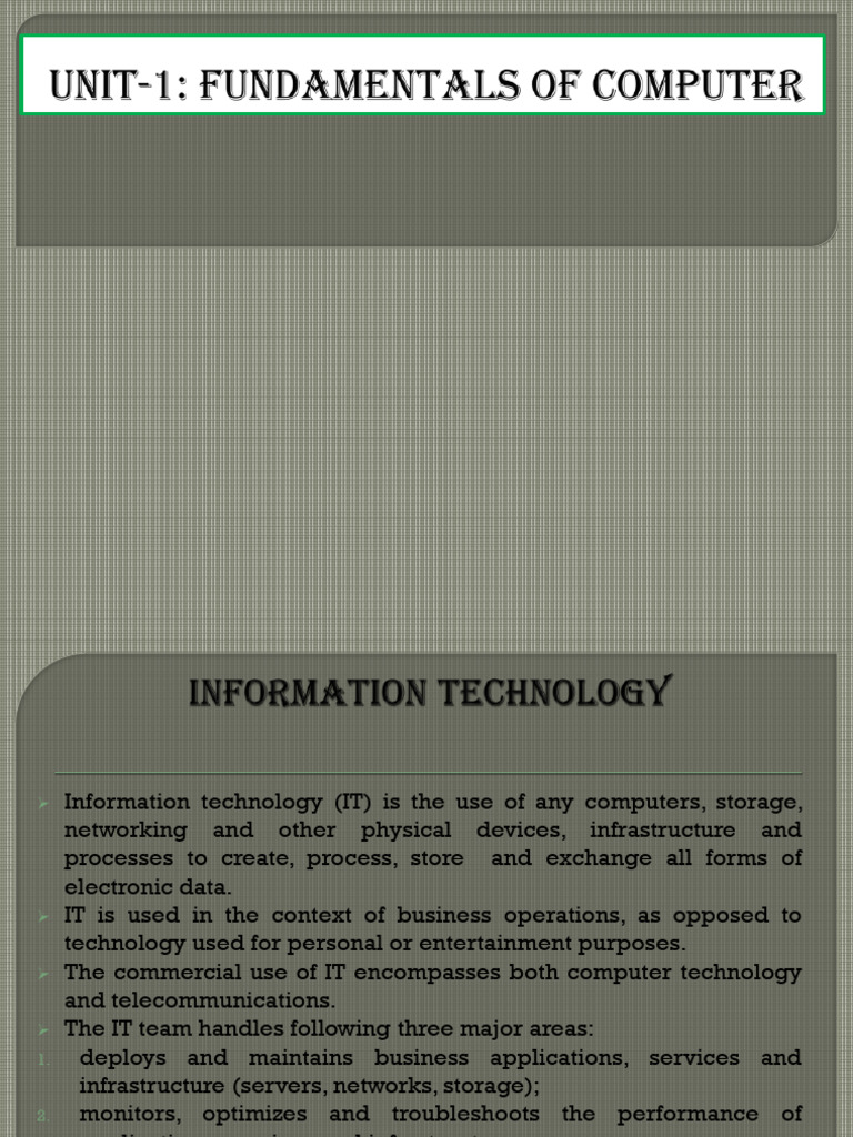 Unit-1 Fundamentals of Computer | PDF | Computer Data Storage | Random ...