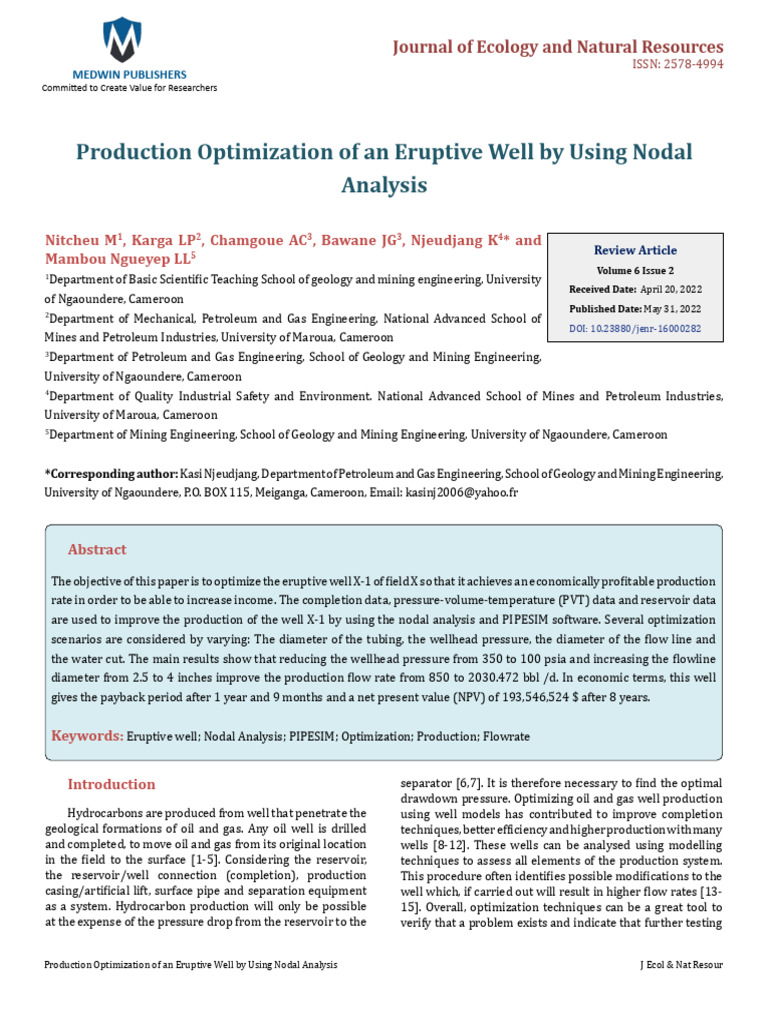 Production Optimization of An Eruptive Well by Using Nodal Analysis ...