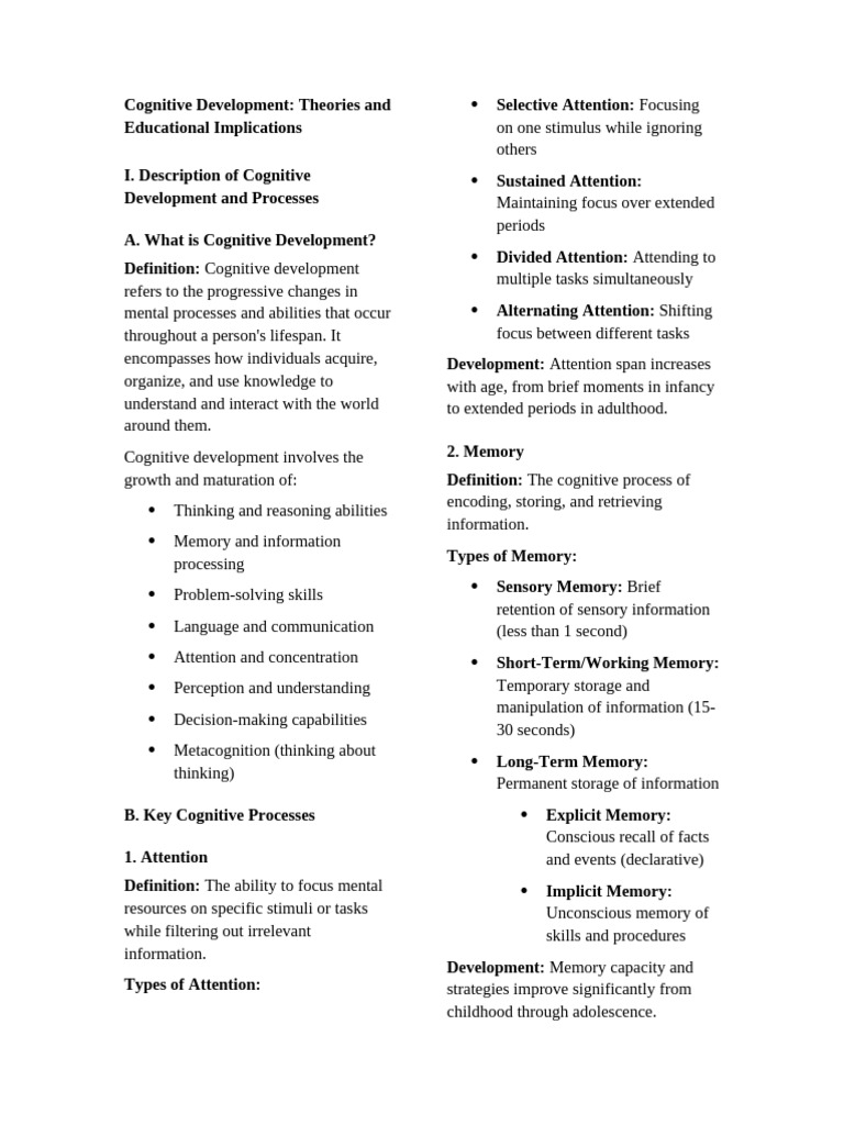 Cognitive Development - Theories and Educational Implications ...