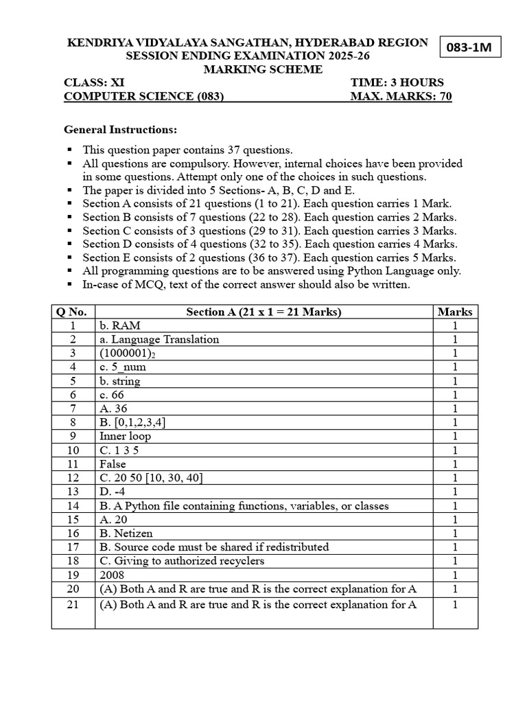 Class Xi Comp - Science Set 1 Ms | PDF | Control Flow | Computer Virus