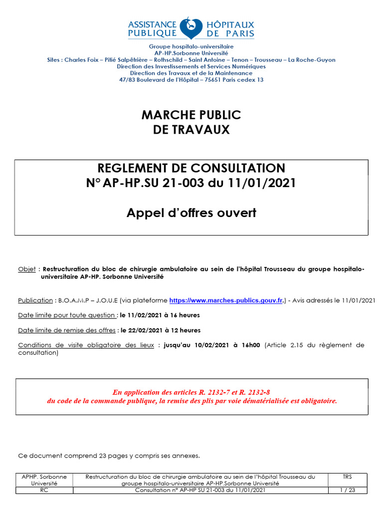 A2-12 - Cahier Des Clauses Techniques Particulières APHP | PDF