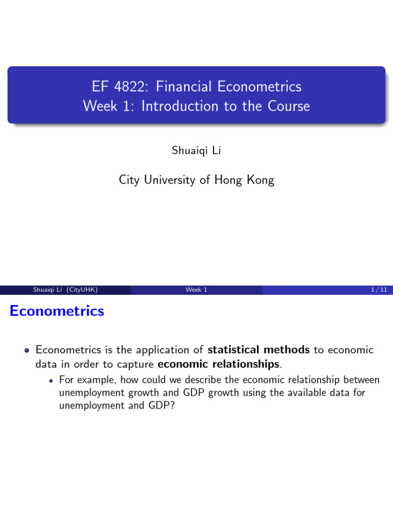 1 Introduction | PDF | Econometrics | Ordinary Least Squares