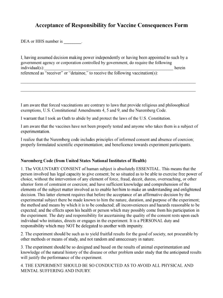 Vaccination Responsibility Acceptance | PDF