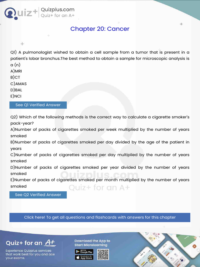 A Pulmonologist Wished To Obtain A Cell Sample From A Tumor That Is ...