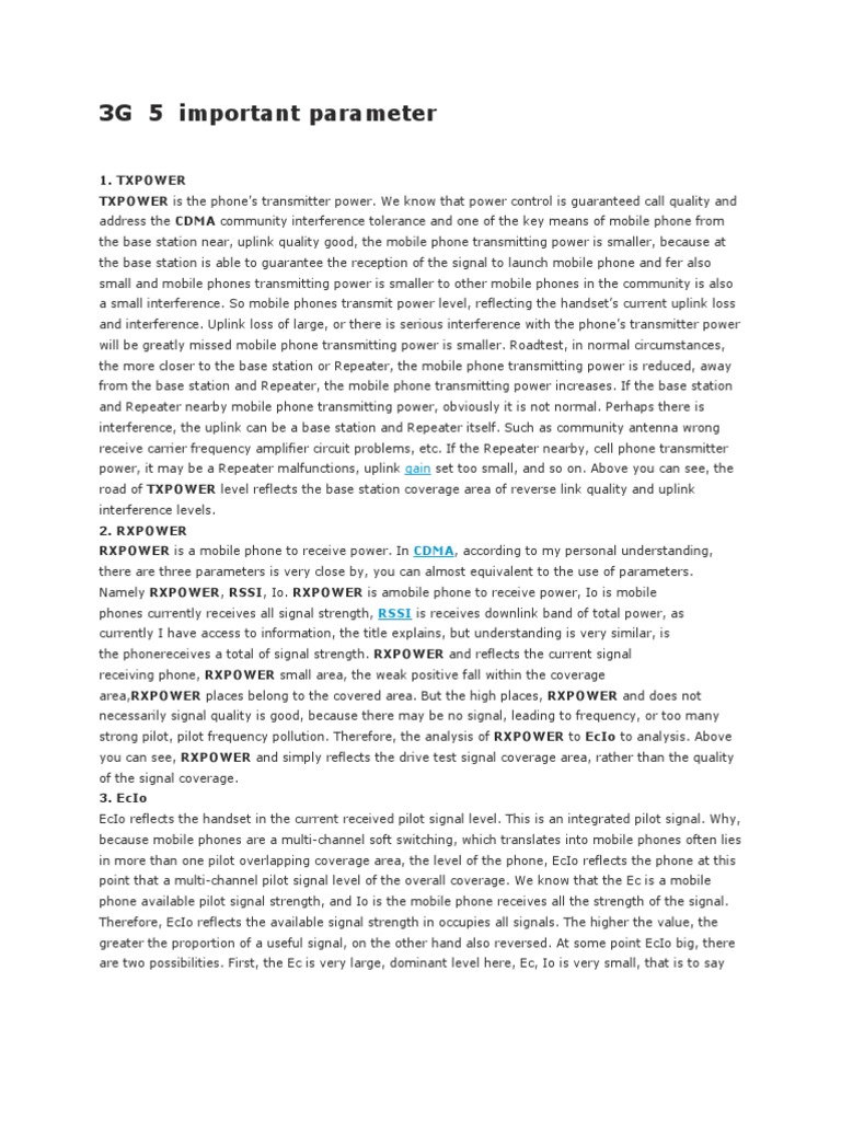 3G 5 Important Parameter | PDF | Business
