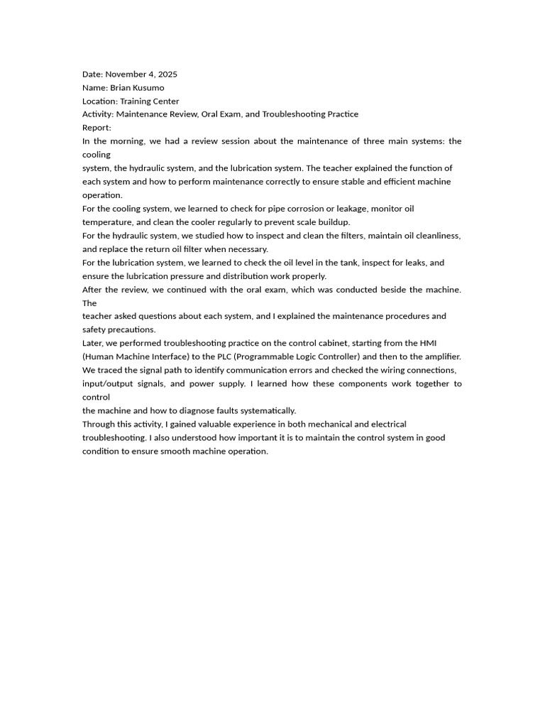 Study Report Brian Kusumo 4 November 2025 | PDF