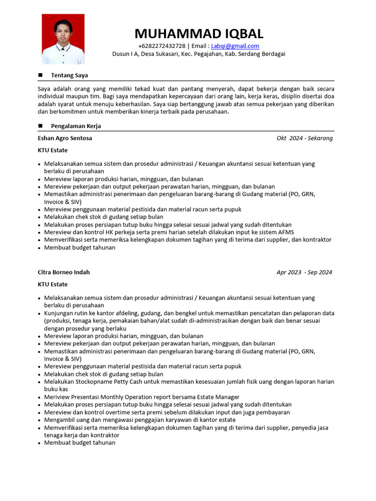 CV Muhammad Iqbal | PDF