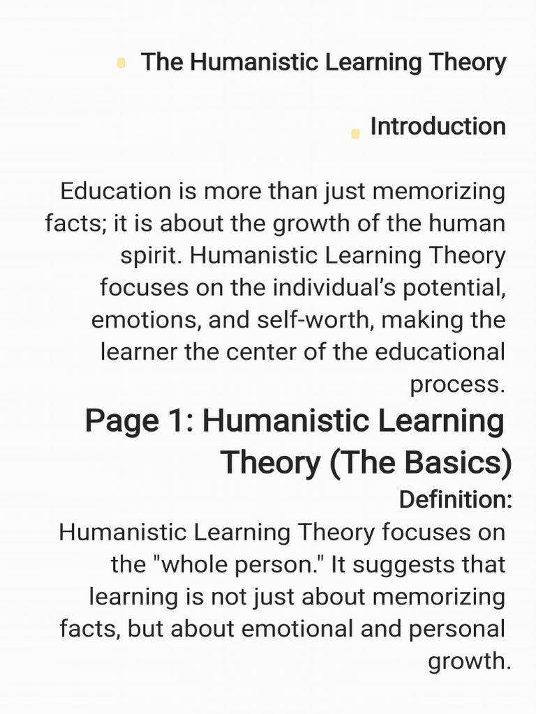 Humanistic Learning Theory | PDF