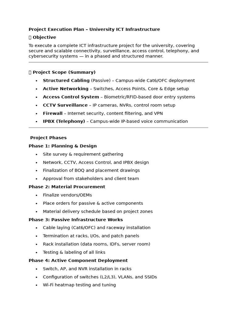 Project Execution Plan | PDF | Access Control | Computer Network