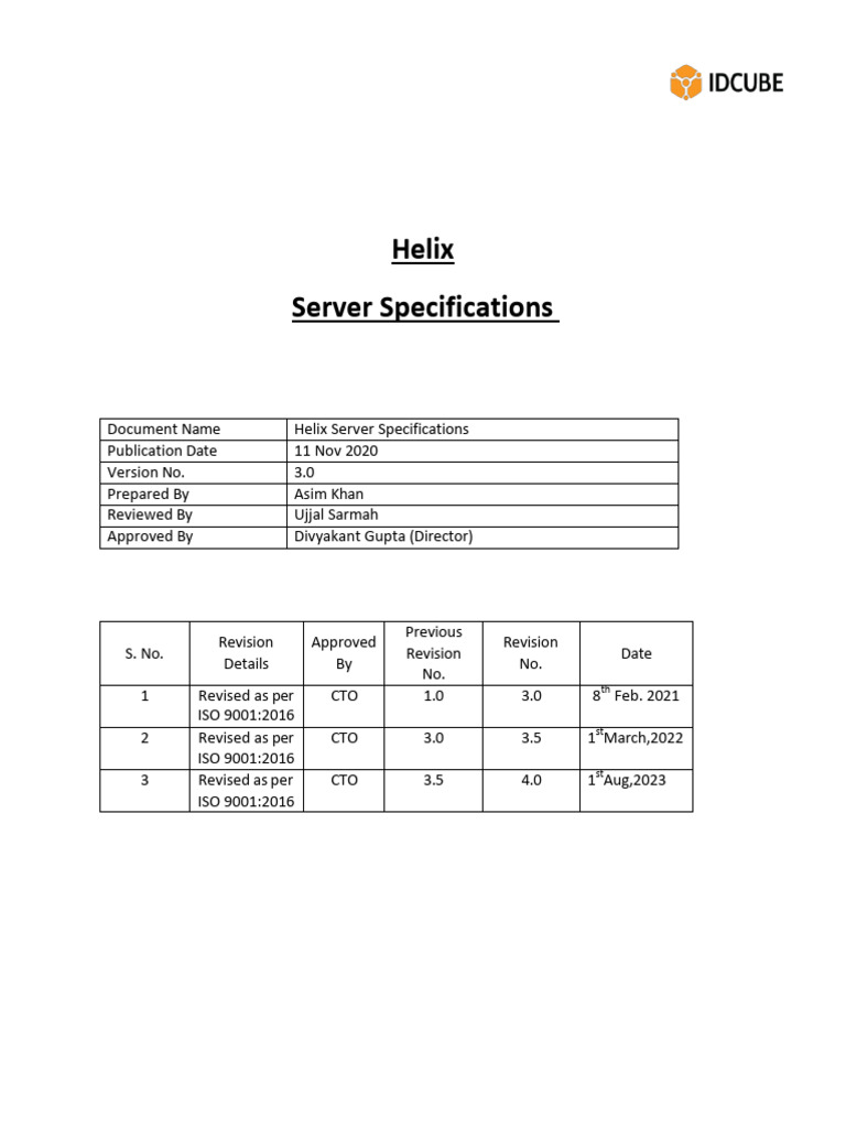 Server Specification Sheet | PDF