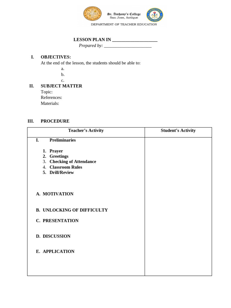 Detailed Lesson-Plan Template | PDF
