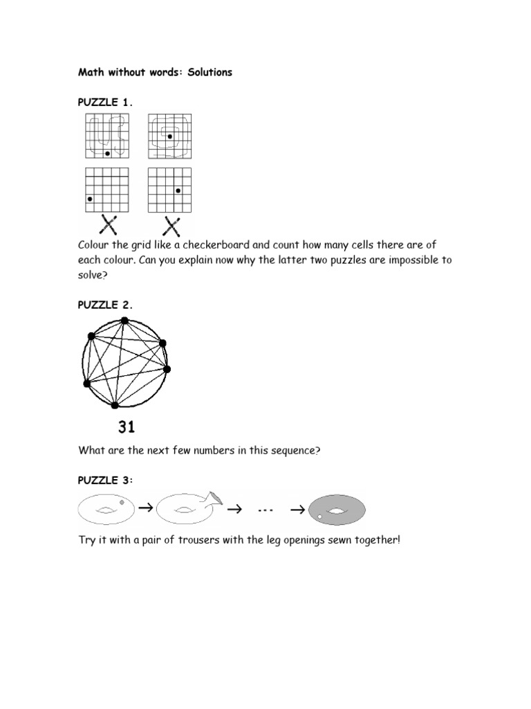 Math Without Words Puzzles 1 - Solutions | PDF