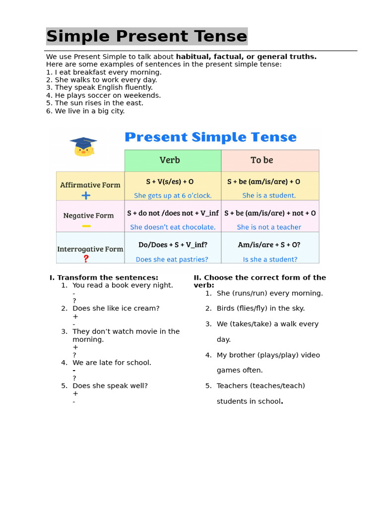 Simple Present Tense 164469 | PDF