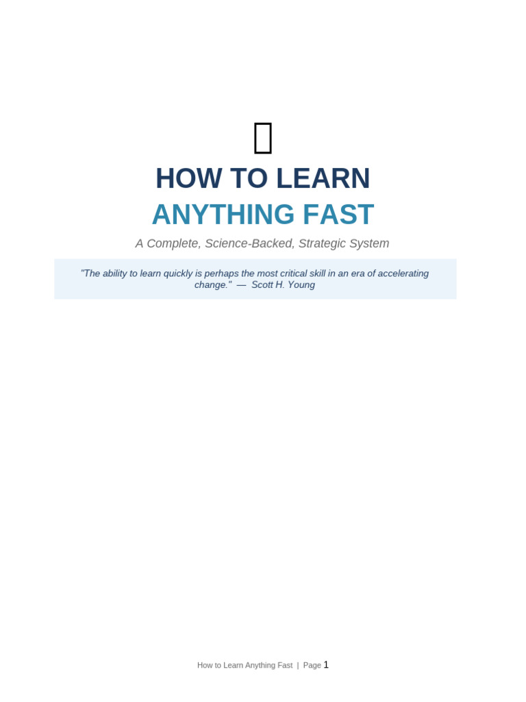 How To Learn Anything Fast | PDF | Memory | Learning