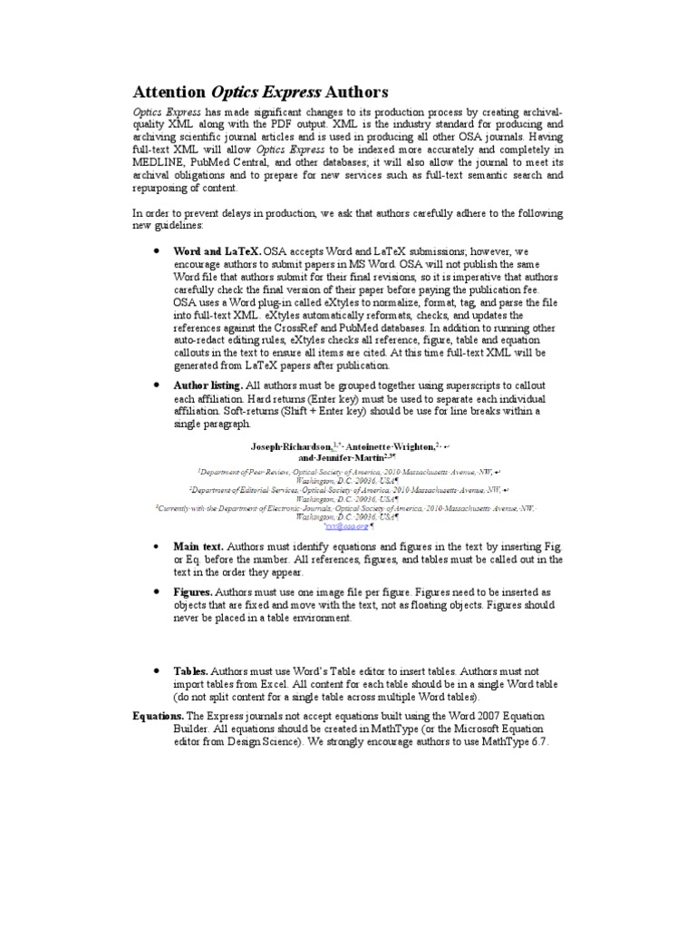 Attention Optics Express Authors PDF Bracket Data Compression