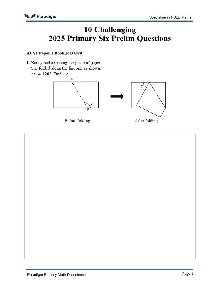 10 Challenging 2025 P6 Math Prelim Questions | PDF