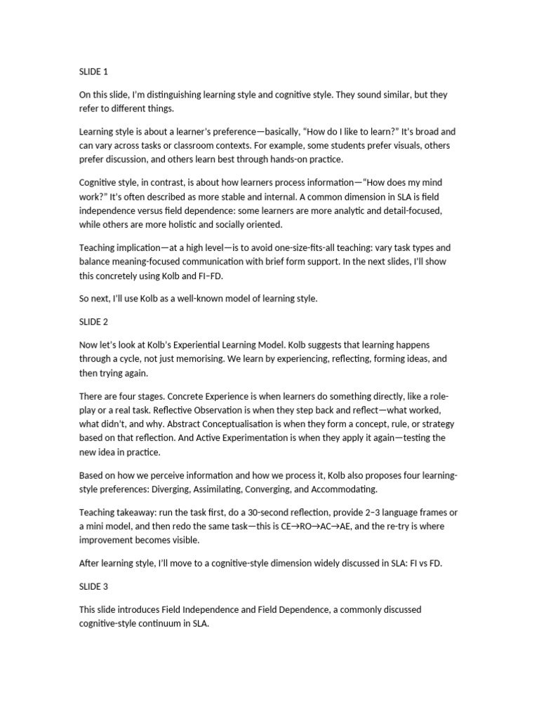 Speaking Script Final More Specific Implications | PDF | Learning ...