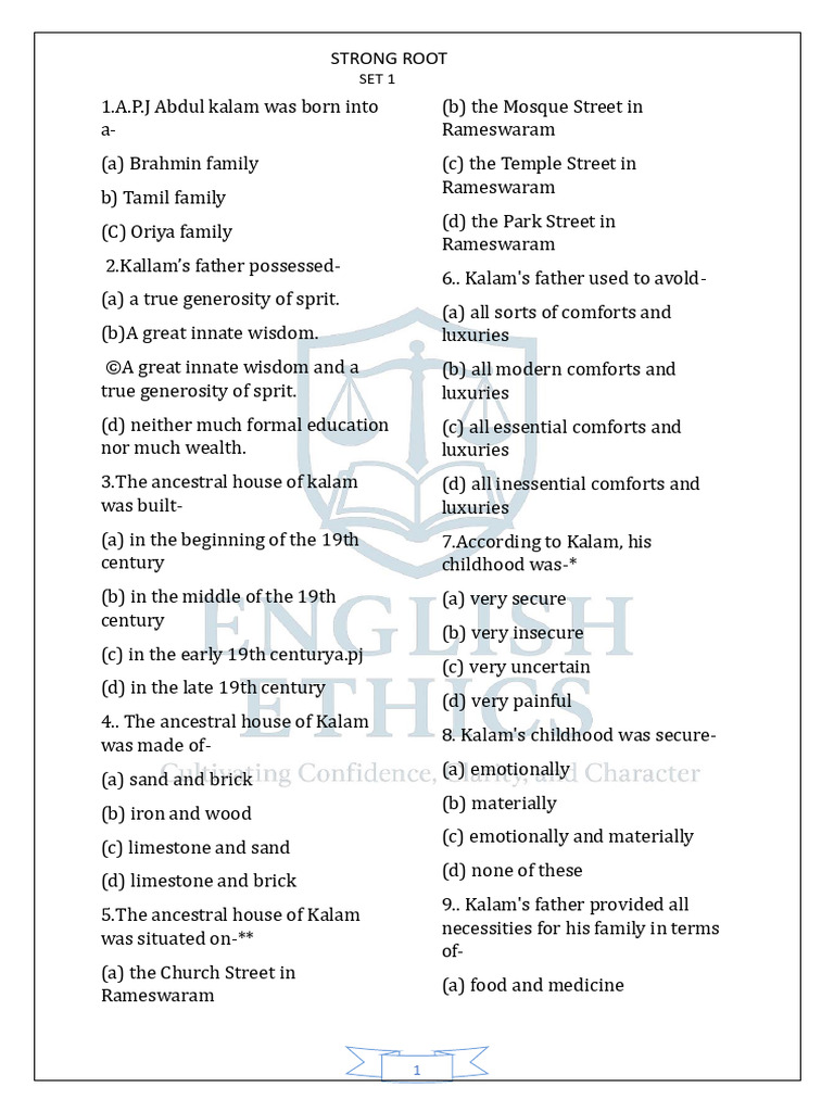 Strong Root Set 1 | PDF