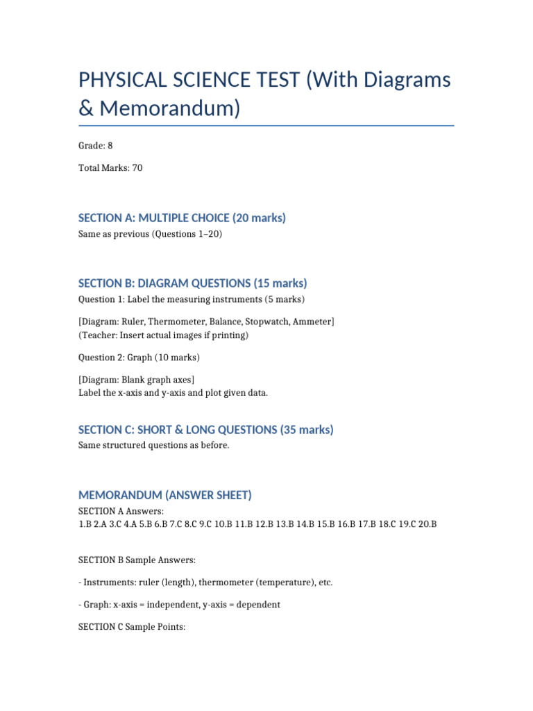 Science Test With Diagrams Memo | PDF
