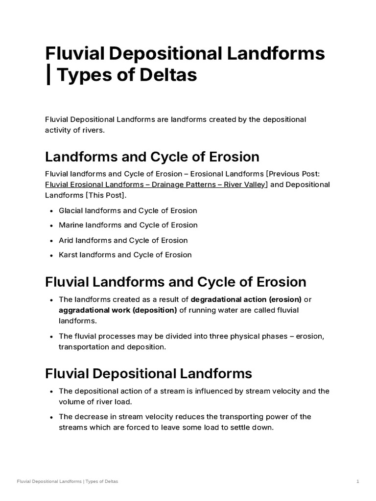 Fluvia Landforms - Depostional Type | PDF | River Delta | Erosion