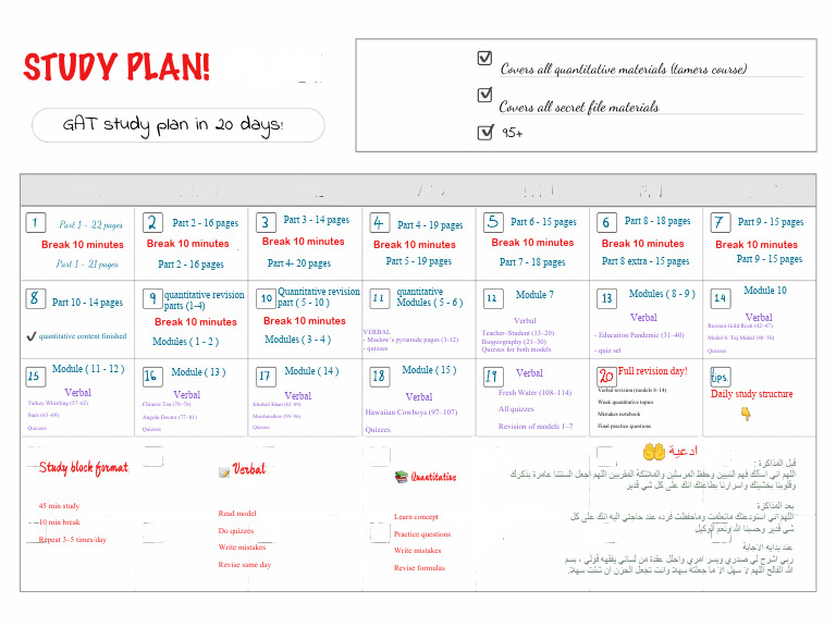 Study Plan 20 Days! | PDF | Quiz Games | Educational Assessment And ...