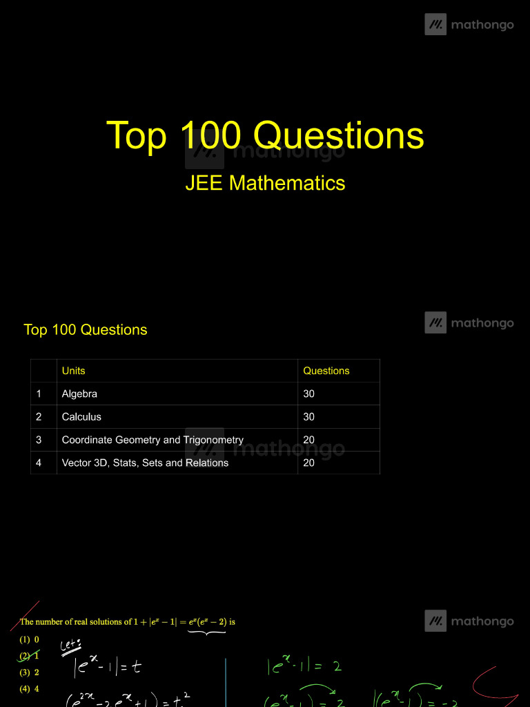 Top 100 Questions Part 1 (Mathematics) For JEE Main - MathonGo ...
